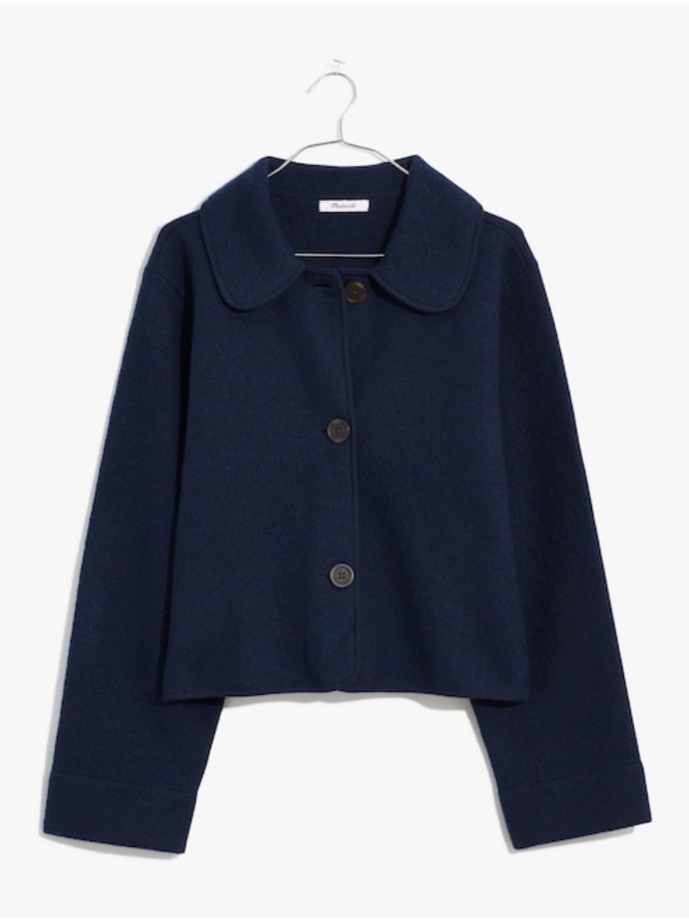Madewell Edenton Navy Blue Boiled Wool Sweater Jacket Large
